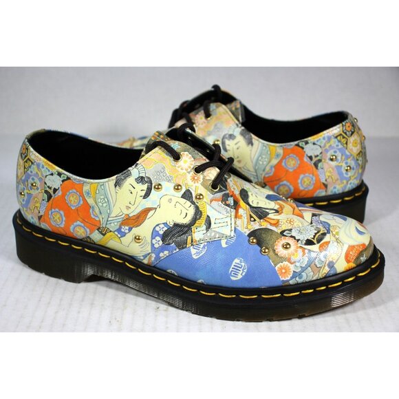 Dr. Martens 1461 Eastern Art Japanese Artist Studded Oxford Mens 9 RARE A1622 - Picture 1 of 8